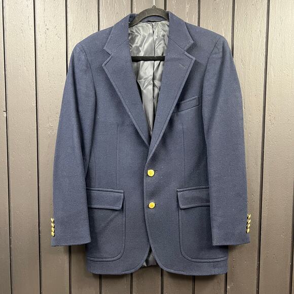 Vtg Polo University Ralph Lauren Nordstrom Blazer Navy Gold Buttons Virgin Wool